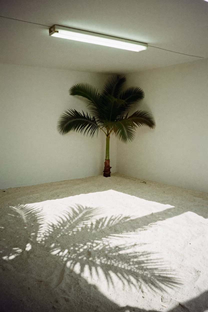 Palm Frond Shadows on Sand Floor Jamaica in in Jamaica