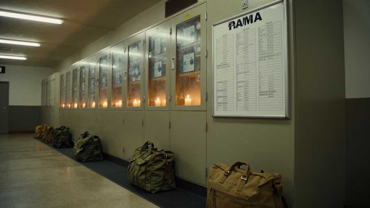 Panama Barracks Vehicle Manifest Board in inside a barracks corridor in Panama