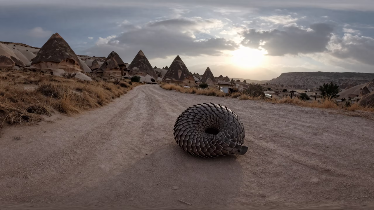 Pangolin Curled in Ball on Cappadocia Trail in along a game trail in Cappadocia