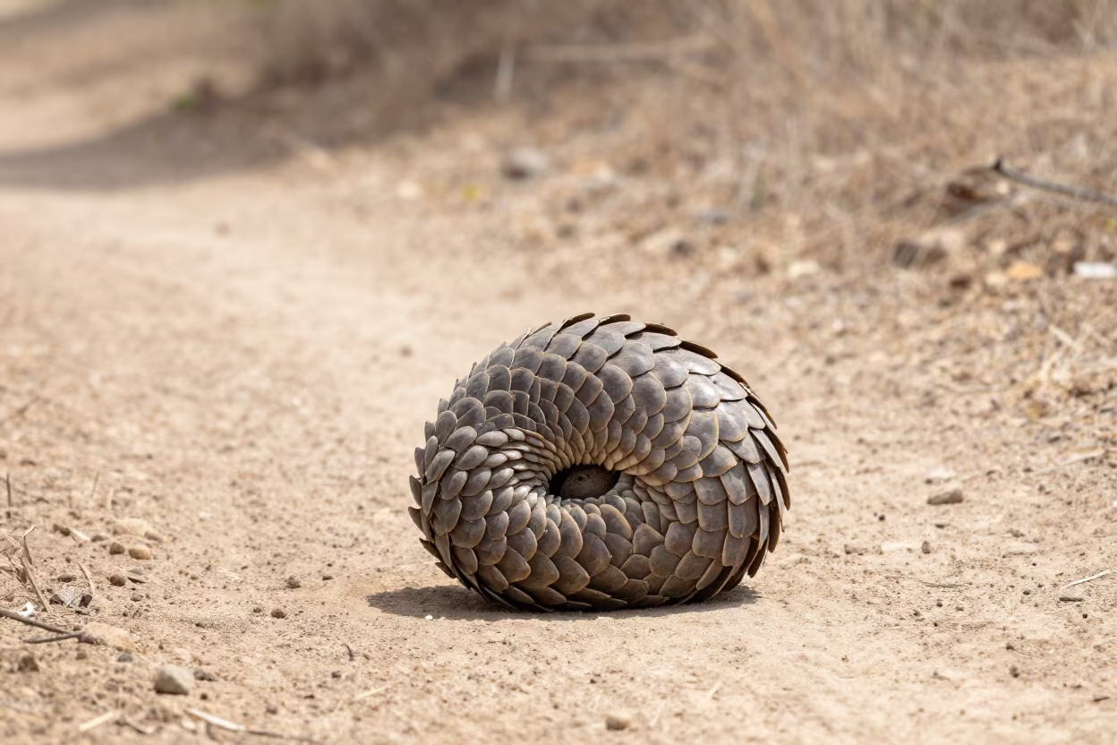 Pangolin Curled Ball Game Trail Karachi in along a game trail near Karachi