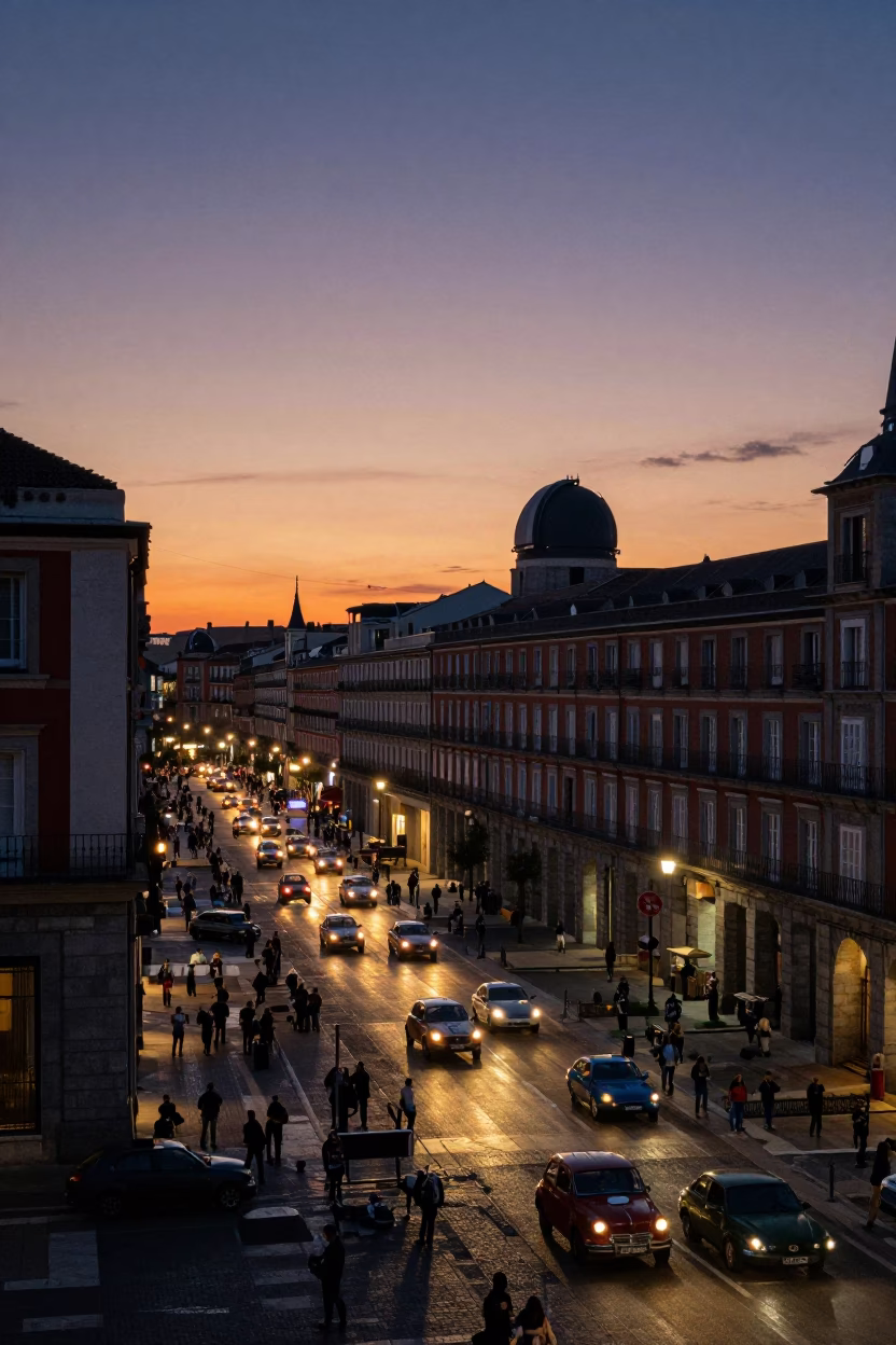 Panorama in Madrid at Sunset Light in in Madrid, Spain