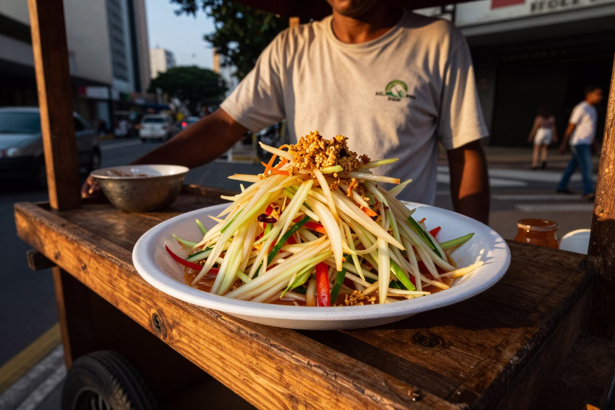 Papaya Salad at Honeyed Evening Light in São Paulo in in São Paulo, Brazil