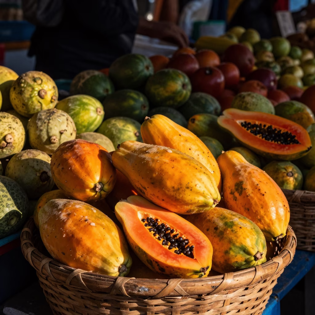 Papayas in Mexico City in in Mexico City, Mexico