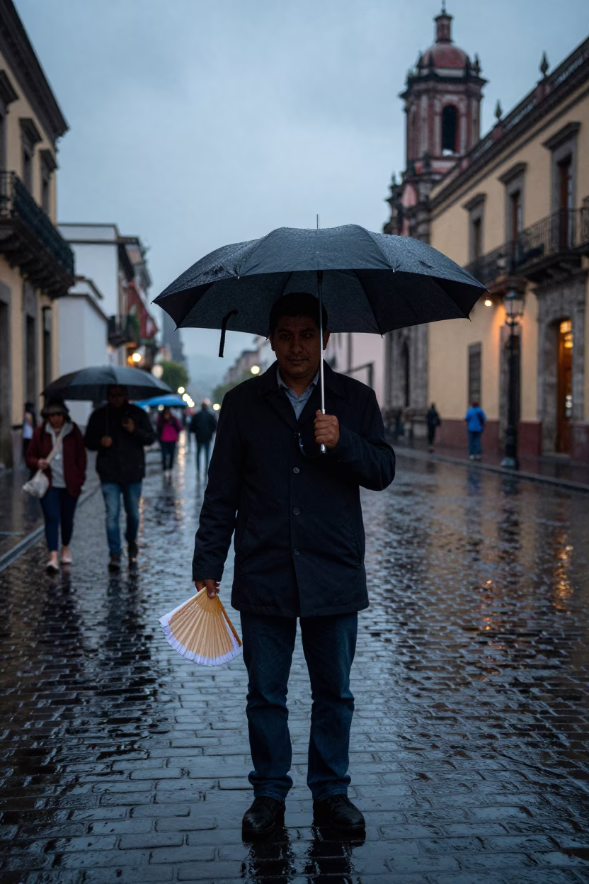 Paper Fan in Mexico City at Dusk Light in in Mexico City, Mexico