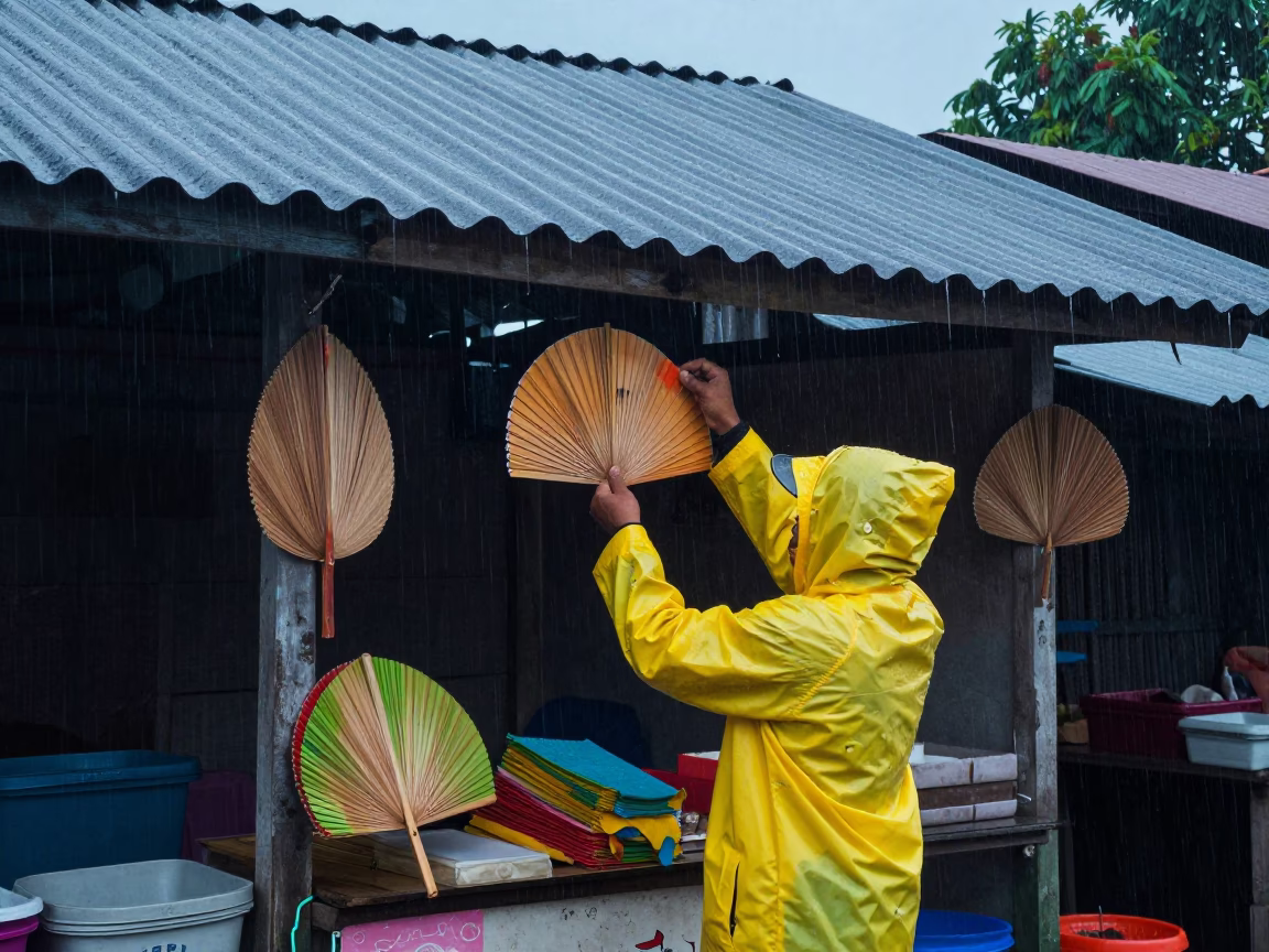 Paper Fans in Denpasar in in Denpasar, Indonesia