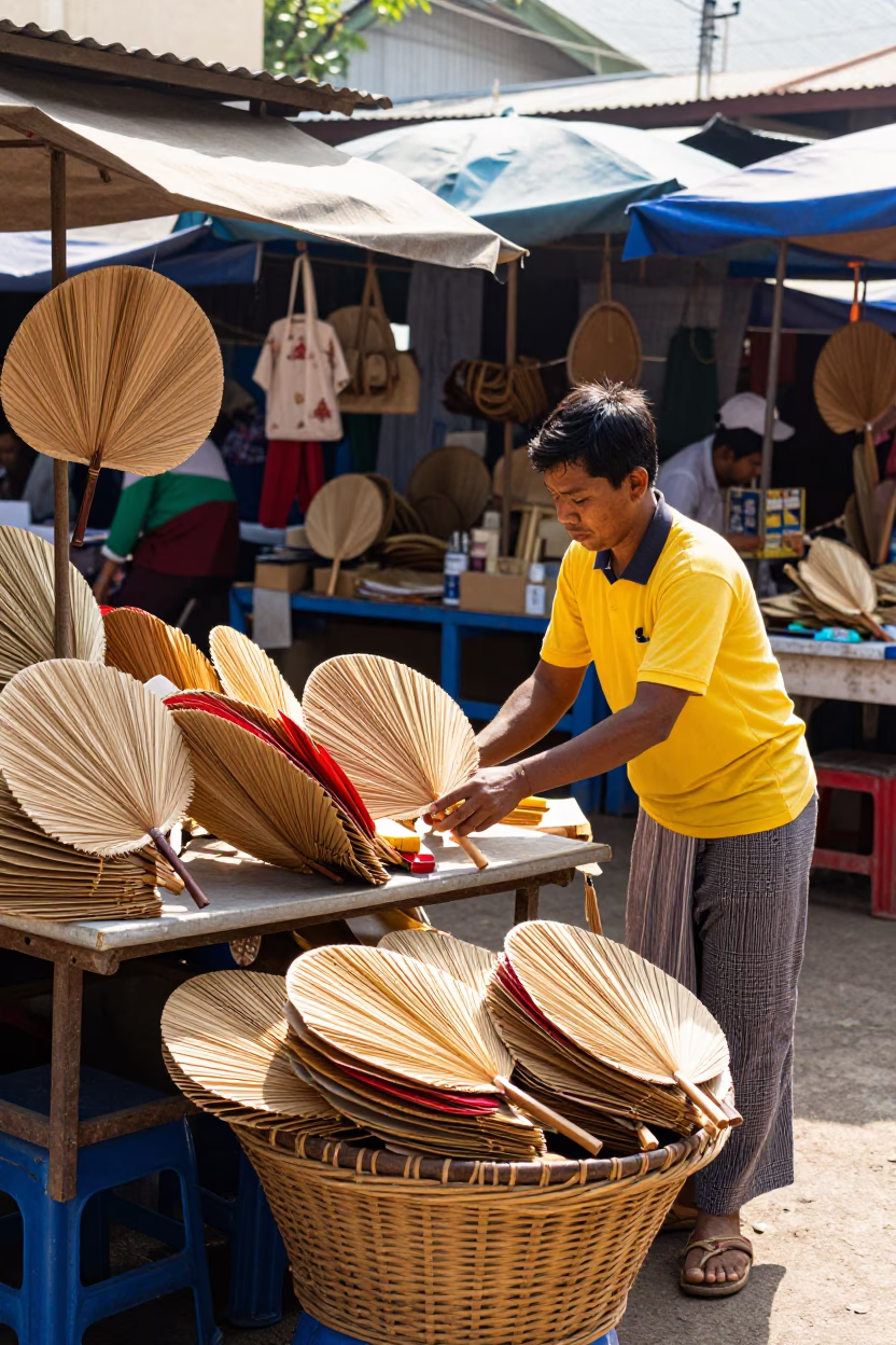 Paper Fans in Phnom Penh in in Phnom Penh, Cambodia