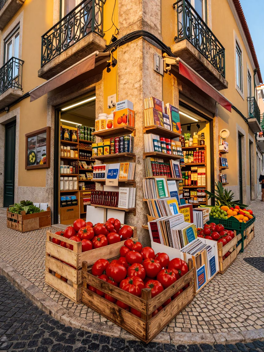 Paperbacks at Evening Light in in Lisbon, Portugal