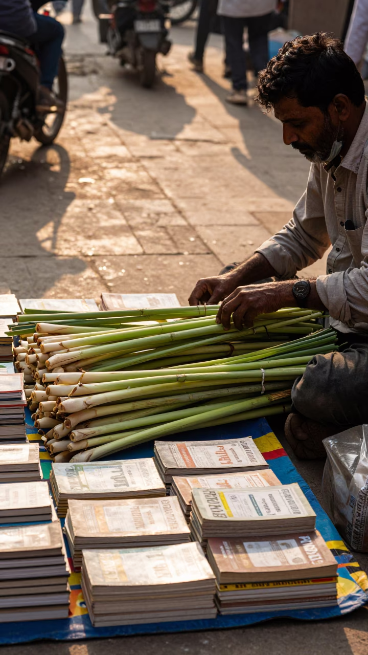 Paperbacks in Delhi at Late Afternoon Light in in Delhi, India
