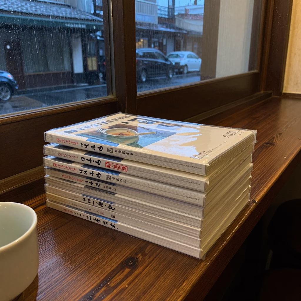 Paperbacks in Tokyo at Dusk Light in in Tokyo, Japan