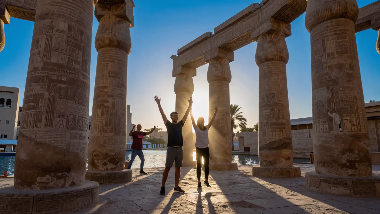 Papyrus Capitals Silhouetted in Muscat Evening Light in near Muscat