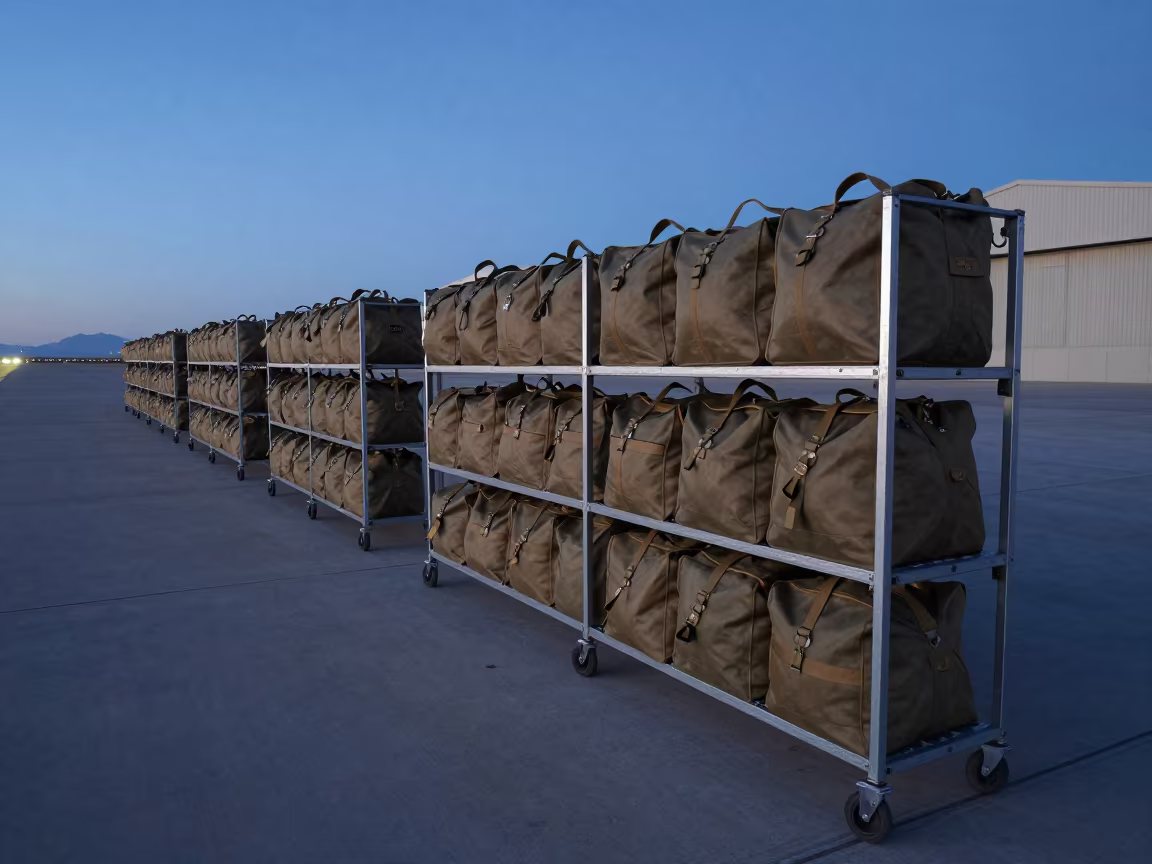 Parachute Line Bag Shelf on Las Vegas Flight Line in along an airbase flight line in Las Vegas