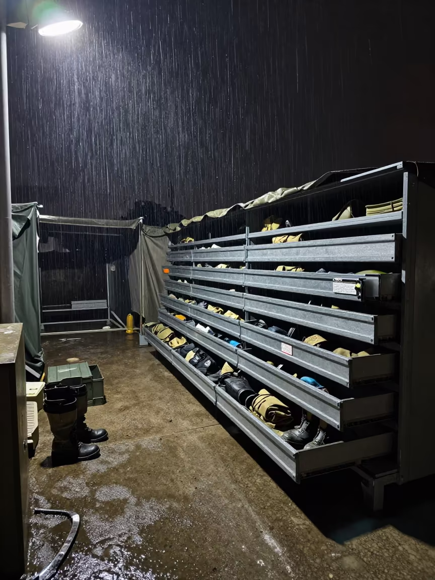 Parade Glove Drawer at Chad Checkpoint Night in at a checkpoint lane in Chad