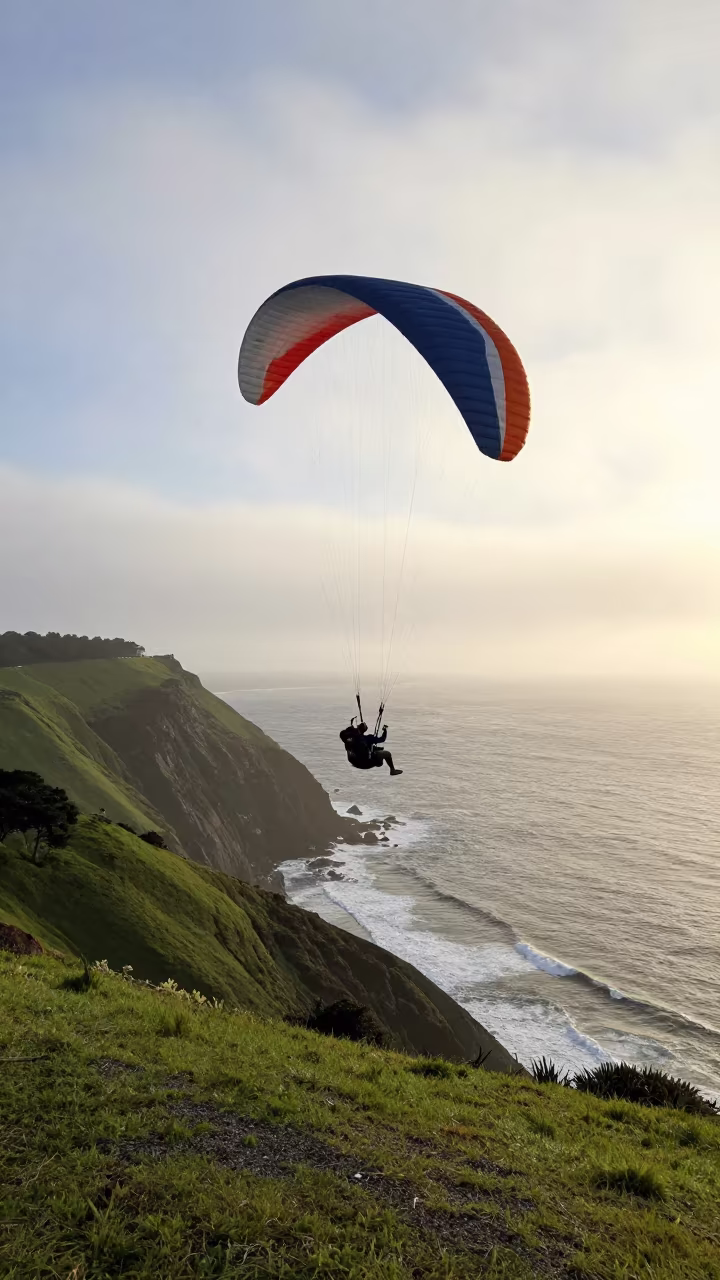 Paraglider Launching from Sydney Sea Cliff in on a hillside near Paddington, Sydney