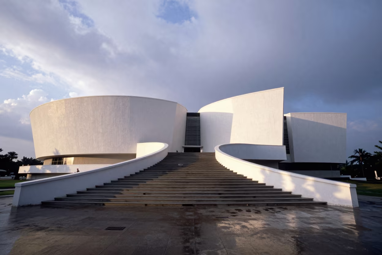 Parametric Museum Dawn Staircase Bandar Lampung in at the base of a monumental staircase near Bandar Lampung