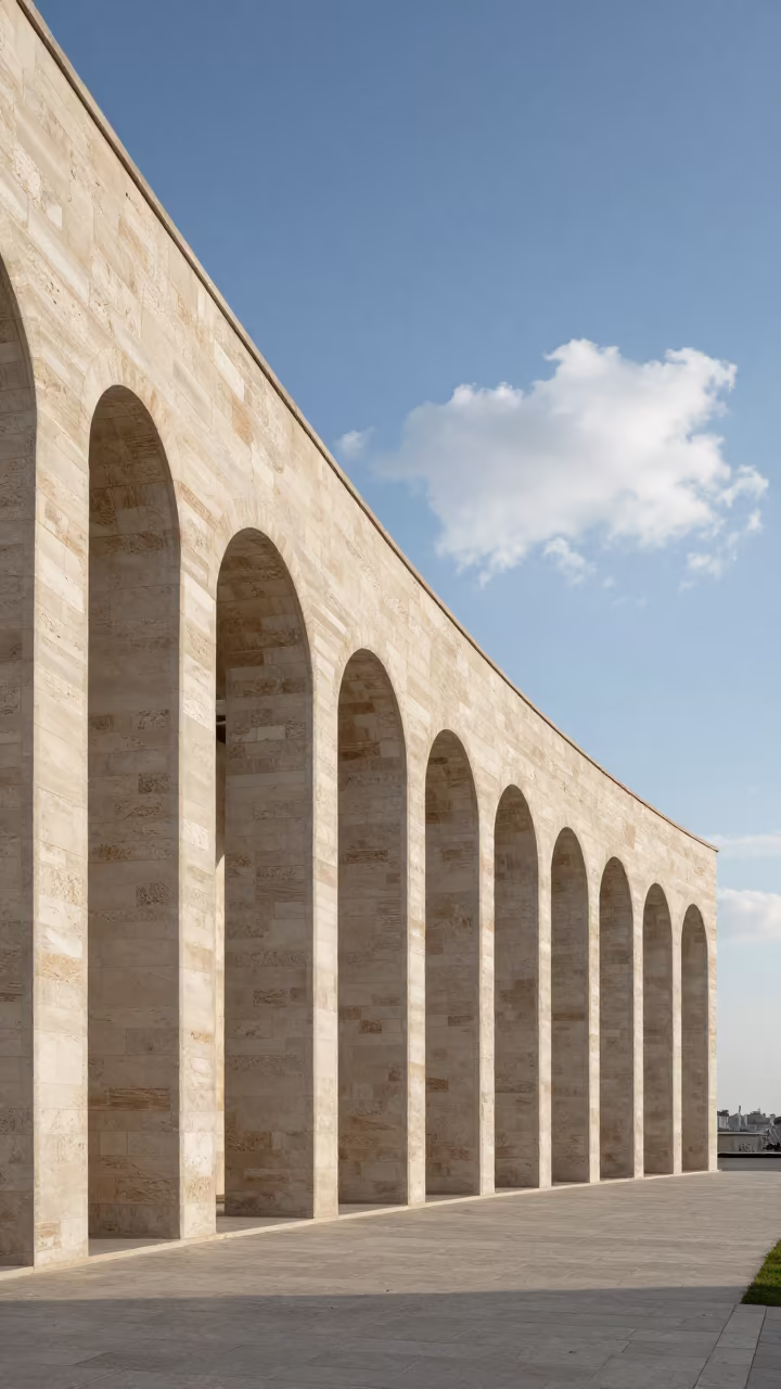 Parametric Museum Facade Curves Azaz in along a colonnaded facade in Azaz