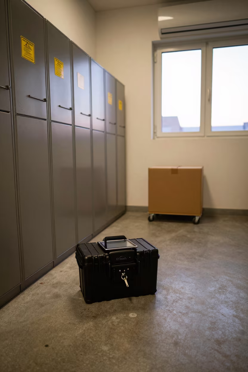 Parcel Locker Key Case in Larissa Bay in inside a chilled distribution bay in Larissa