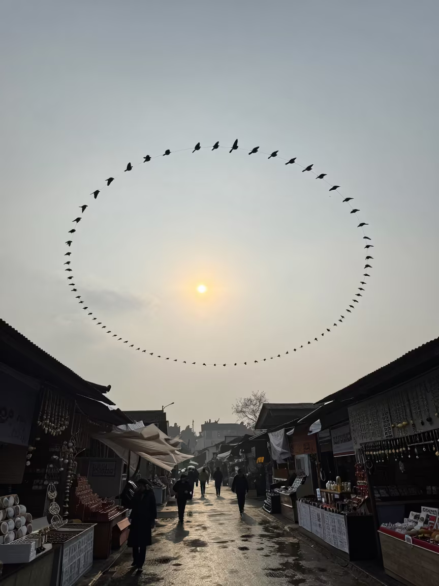 Parhelic Circle Ring Over Oume Bazaar in at a jewelry counter inside a covered bazaar near Oumé