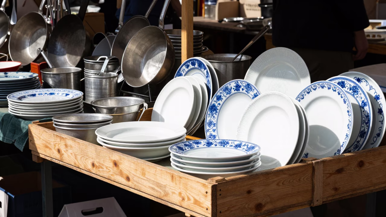 Paris Metal Cookware at Late Morning Light in in Paris, France