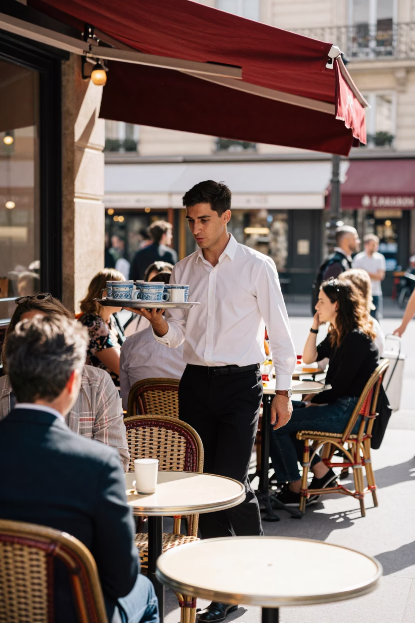 Paris Midday Bustle at Midday Light in in Paris, France