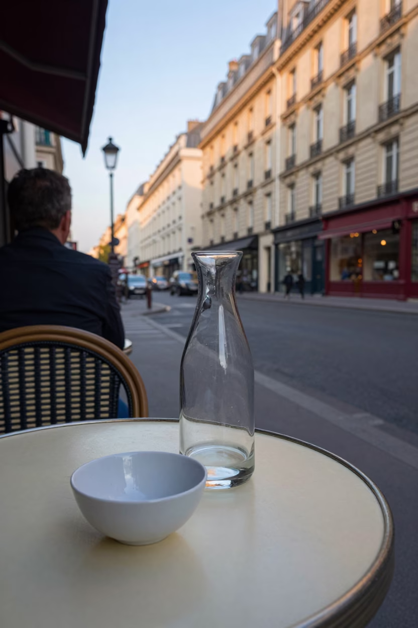 Paris Street Scene at The Early Evening Light in in Paris, France