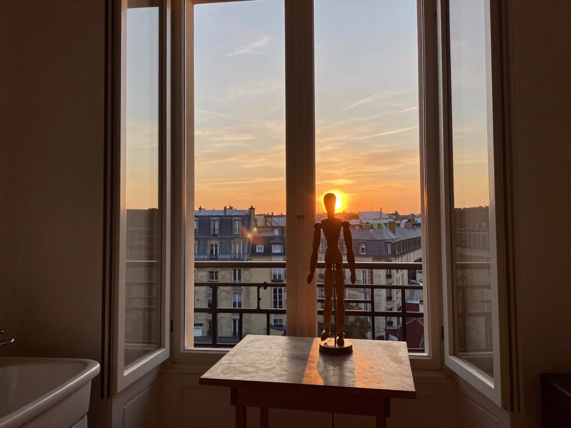 Paris Sunset View at Sunset Light in in Paris, France