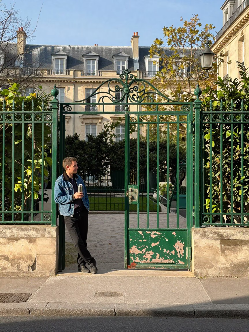 Paris Worker at Afternoon Light in in Paris, France