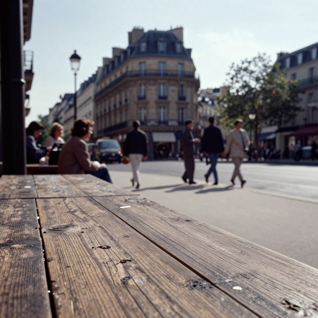 Parisian Afternoon Light on Weathered Wood and Culinary Details in France in in Paris, France
