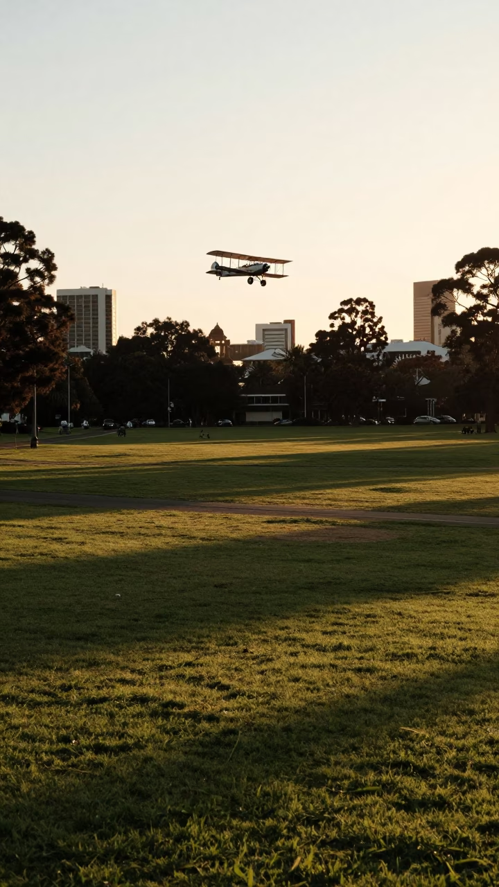 Park Lands at Sunset Light in Adelaide in in Adelaide, South Australia, Australia
