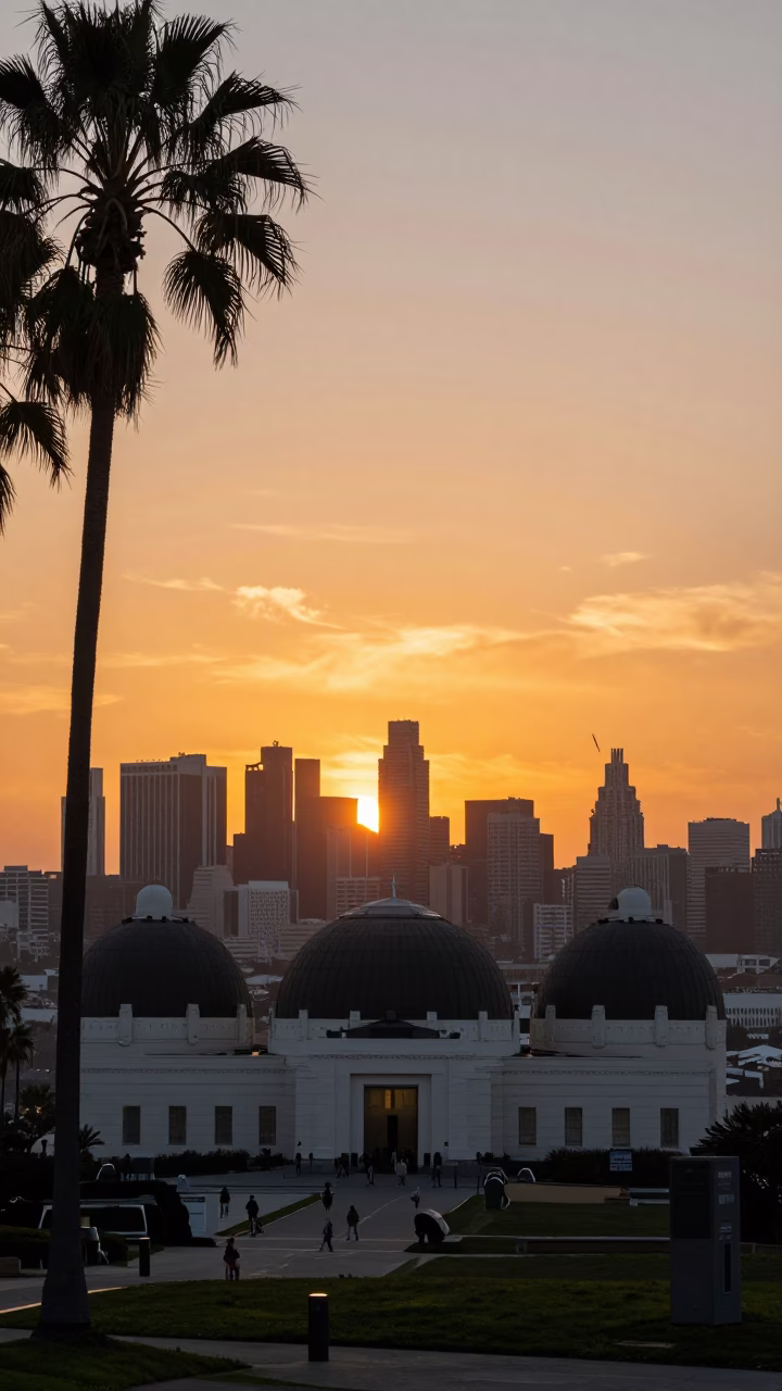Park Observatory in Los Angeles at Sunset Light in in Los Angeles, California, United States