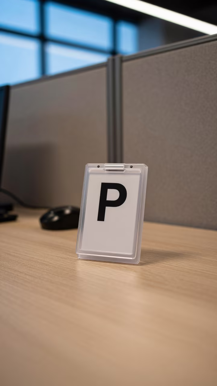 Parking Permit Box on Office Desk at Blue Hour in inside a coworking floor near Louisville