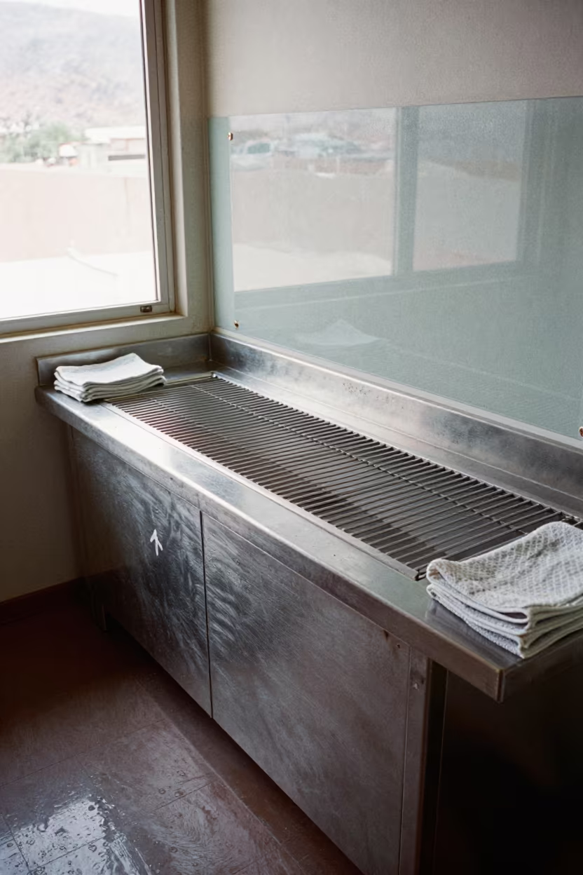 Parrot Carrier Perch at Dog Wash Station in at a self-serve dog wash station in El Alto, La Paz