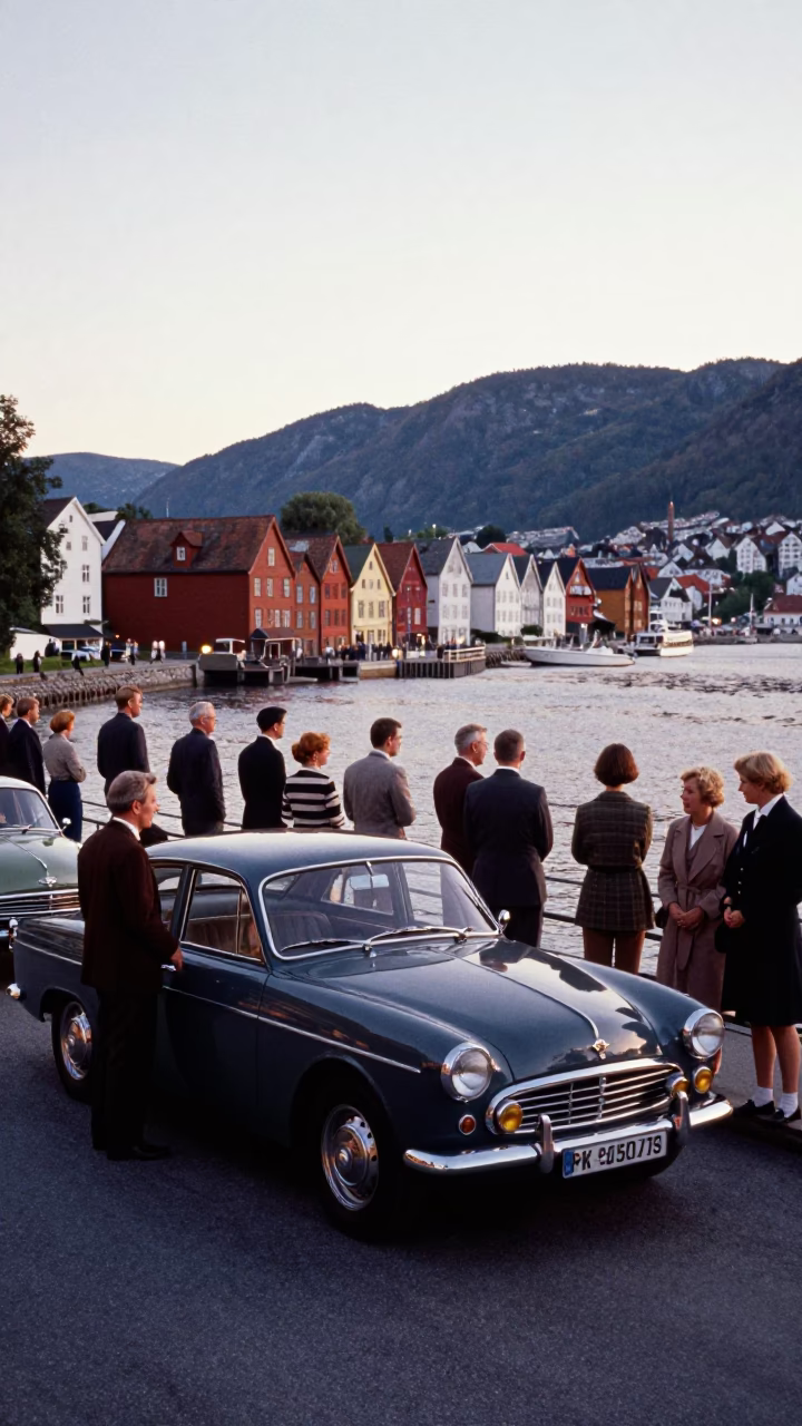 Participants Gathered in Bergen at First Light Of Dawn in in Bergen, Norway
