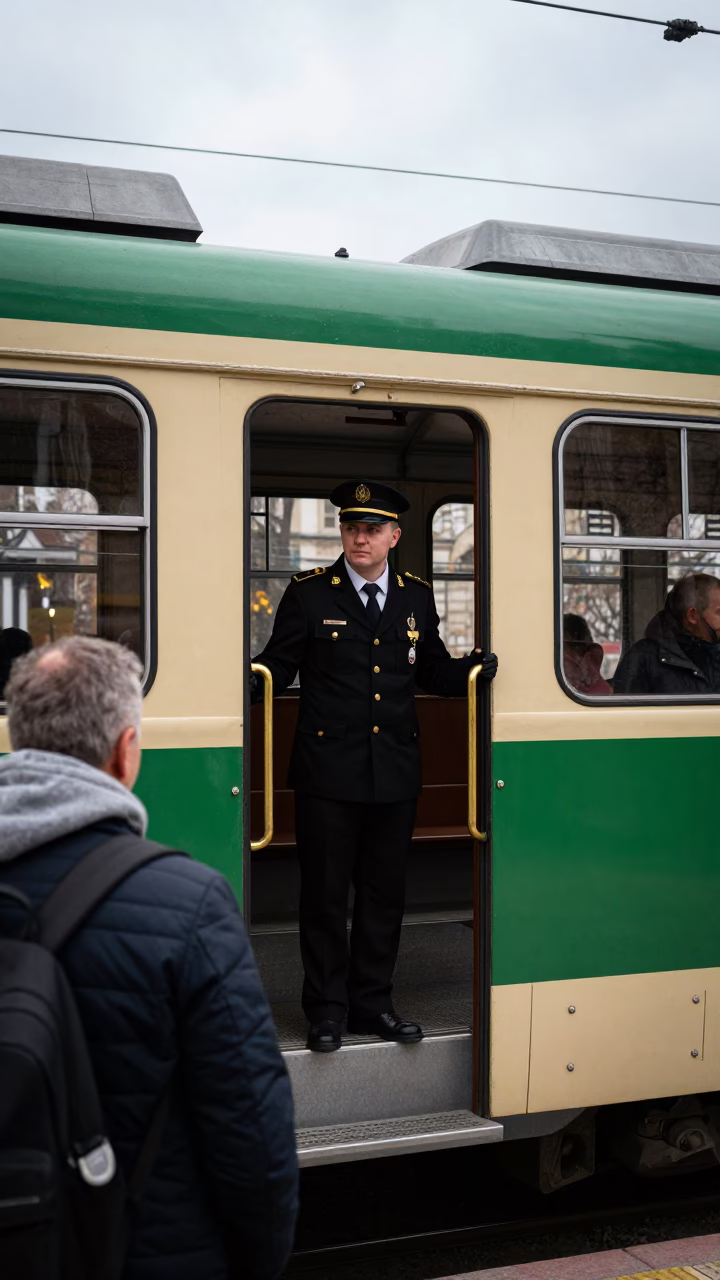Passengers in Budapest at Midday Light in in Budapest, Hungary