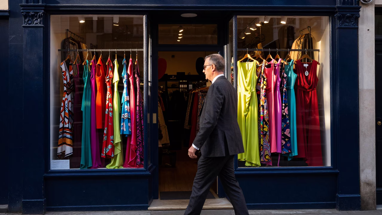 Passerby in London at Evening Light in in London, United Kingdom