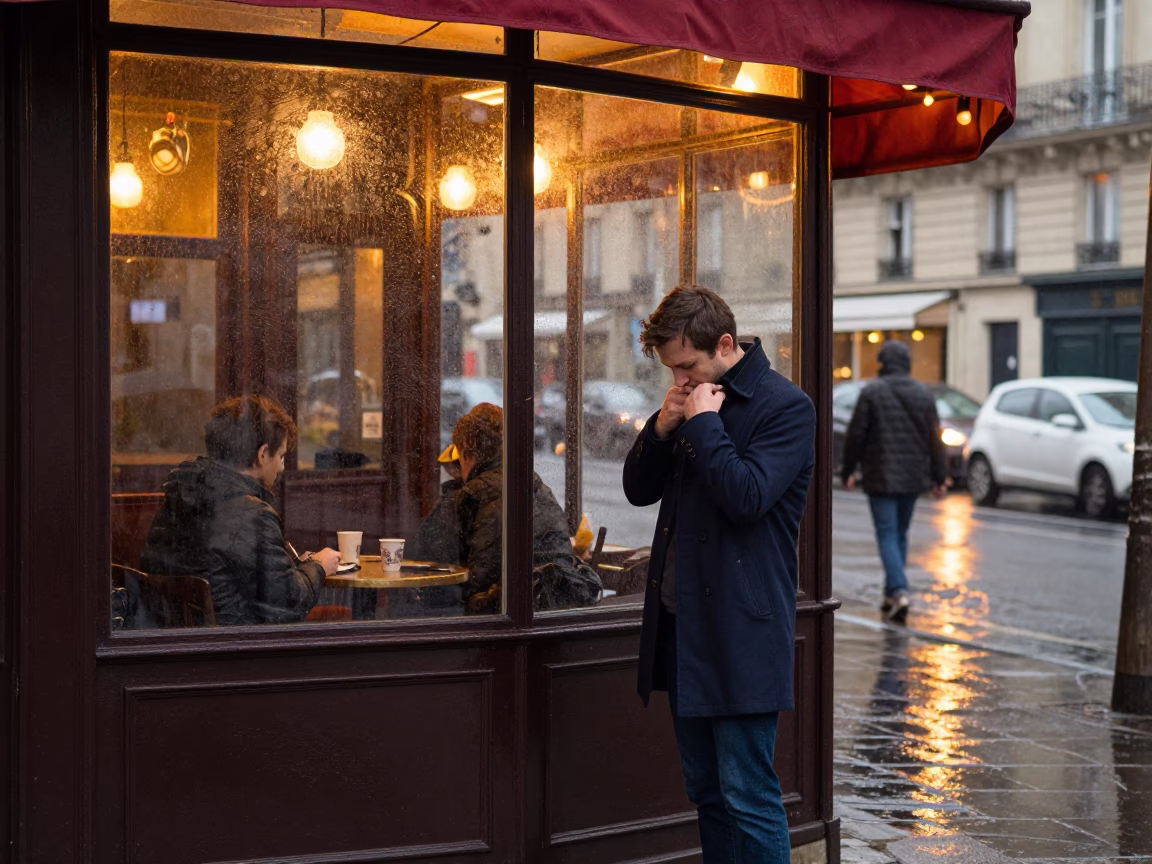 Passerby Pausing in Paris in in Paris, France