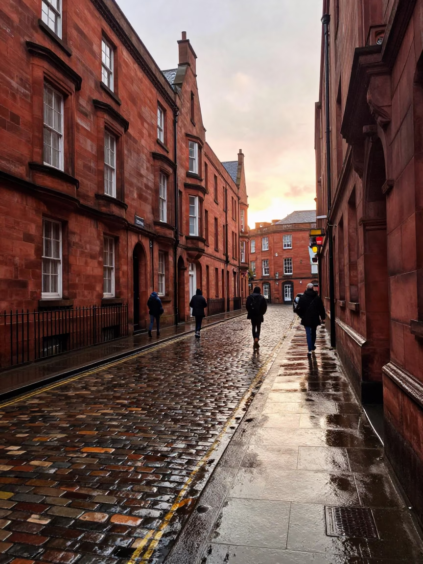 Passing Commuters at First Light in Liverpool in in Liverpool, United Kingdom