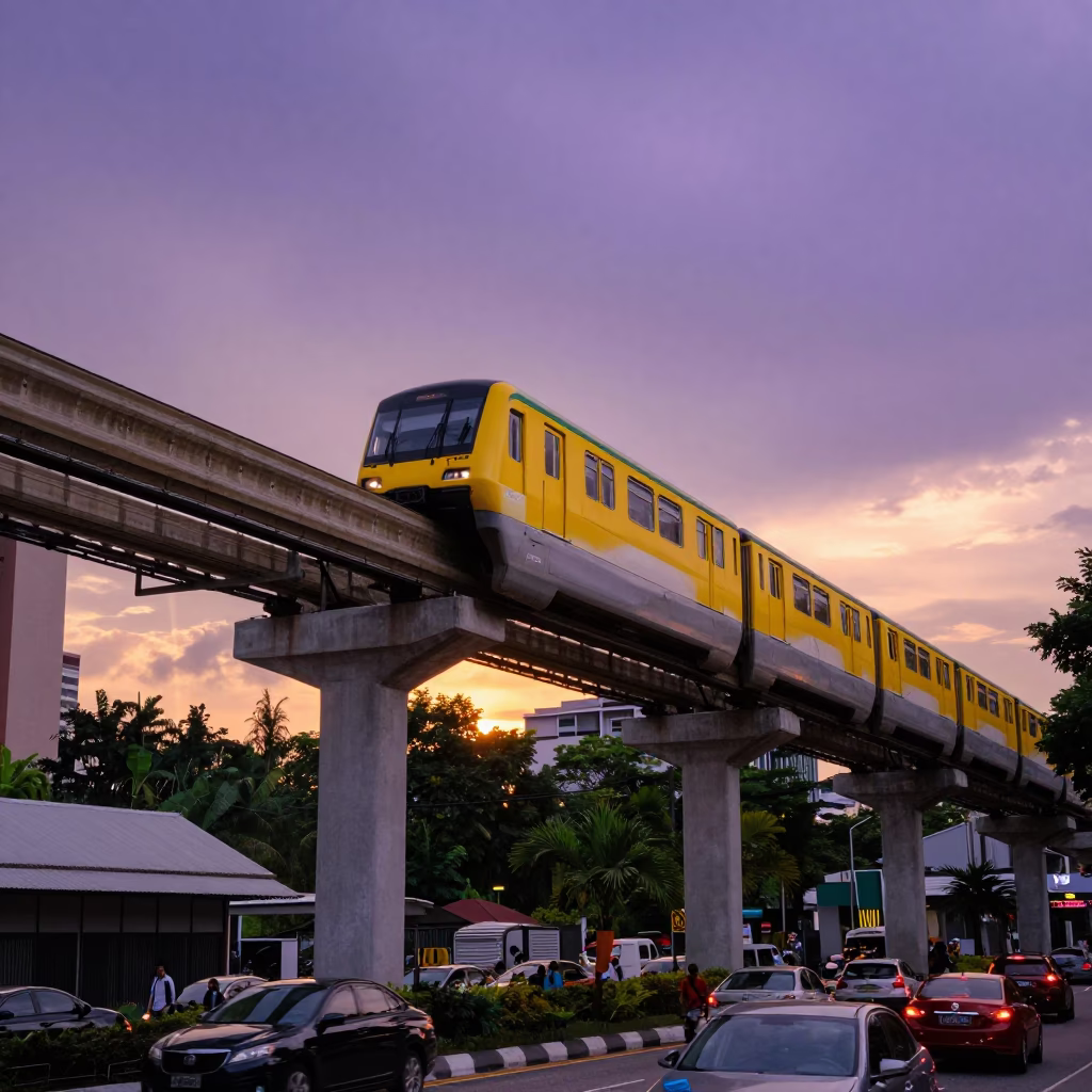 Passing Overhead in Kuala Lumpur at Sunset Light in in Kuala Lumpur, Malaysia