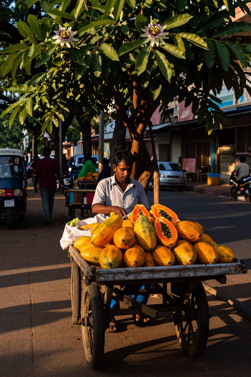 Passion Flowers in Chennai at Honeyed Evening Light in in Chennai, India