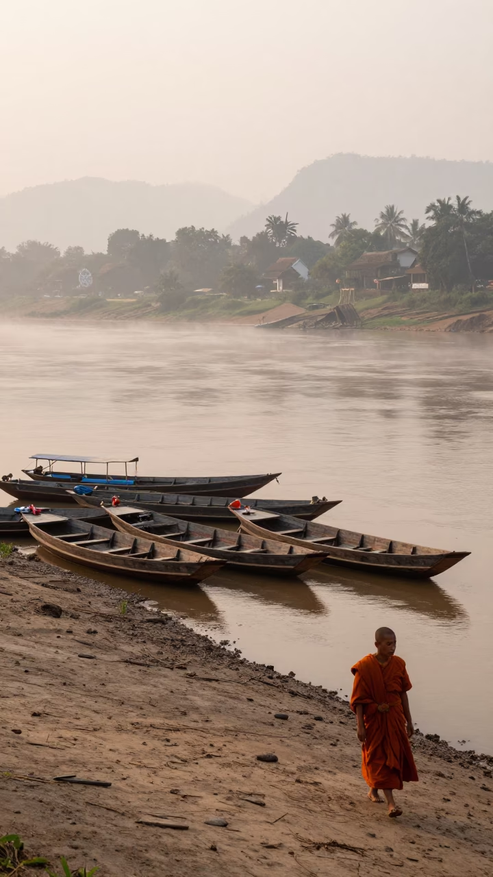 Past Boats in Luang Prabang in in Luang Prabang, Laos
