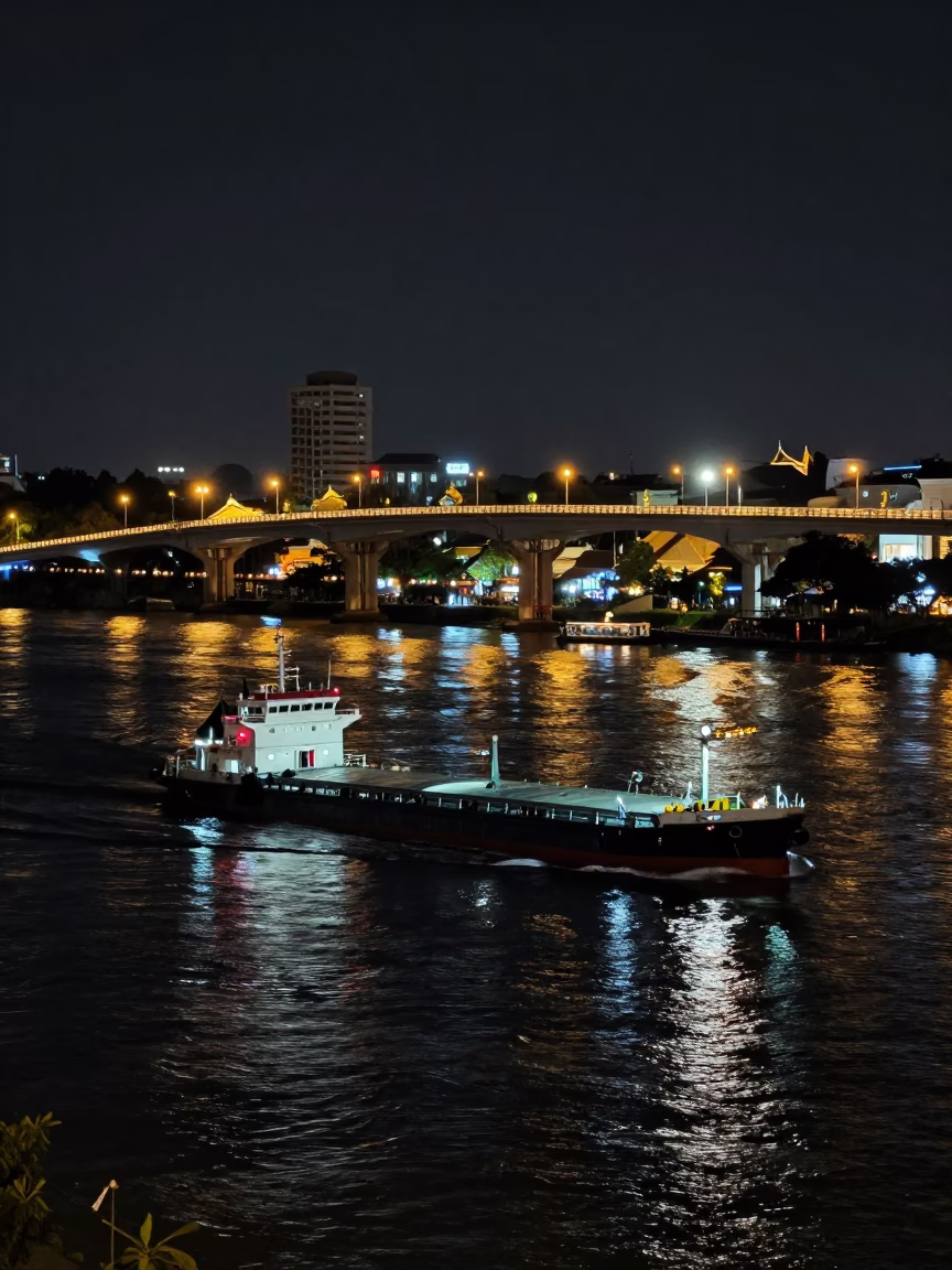 Past Overpass in Phnom Penh at Deep In The Night Light in in Phnom Penh, Cambodia