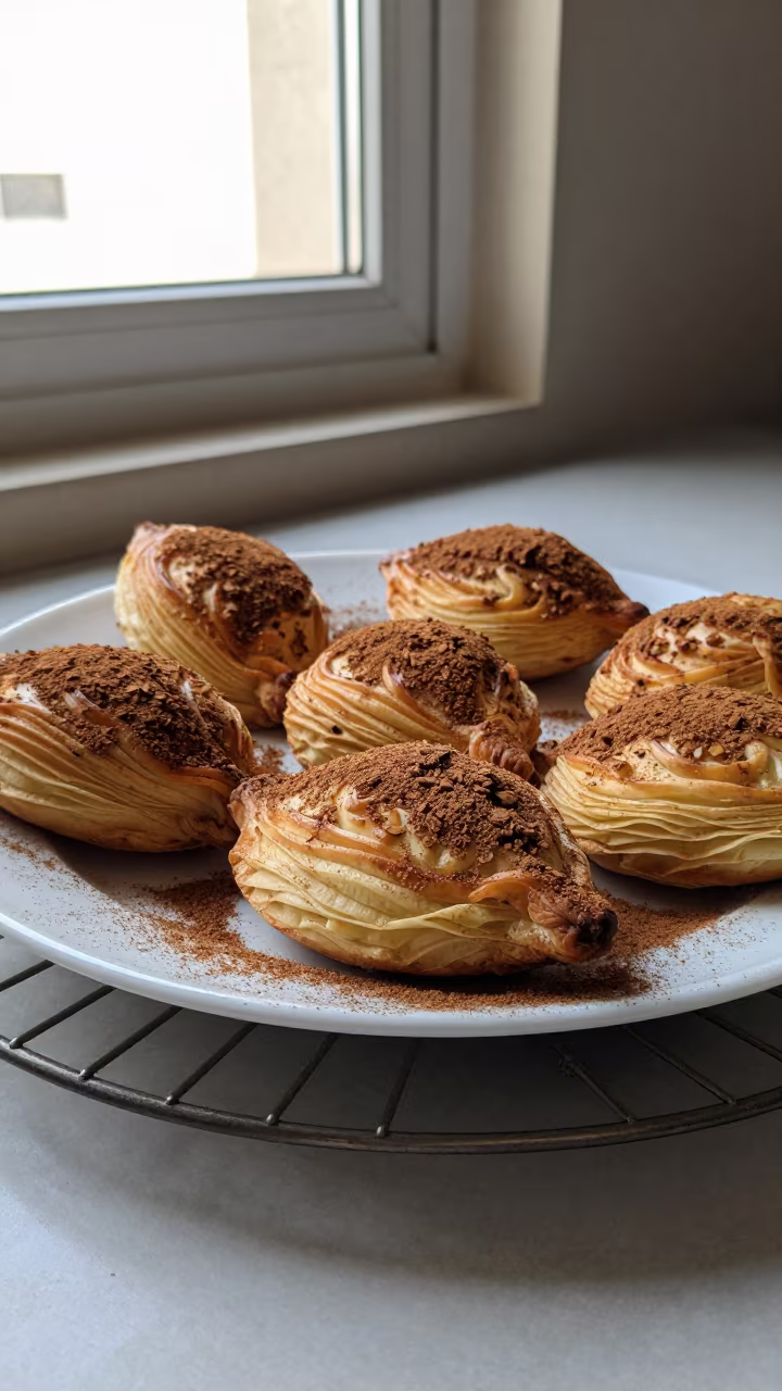 Pastilla with Cinnamon on Bakery Rack in Al Bayda in on a bakery cooling rack in Al Bayda