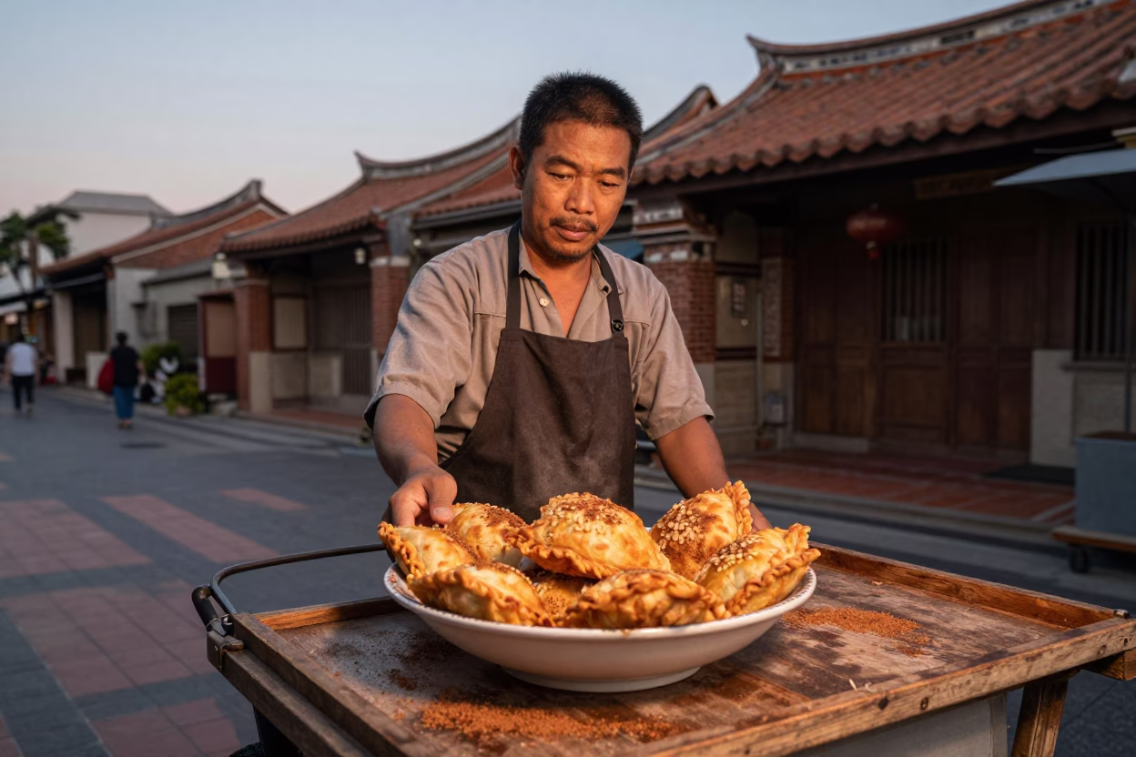 Pastilla in Tainan at Copper-toned Light Before Dusk in in Tainan, Taiwan