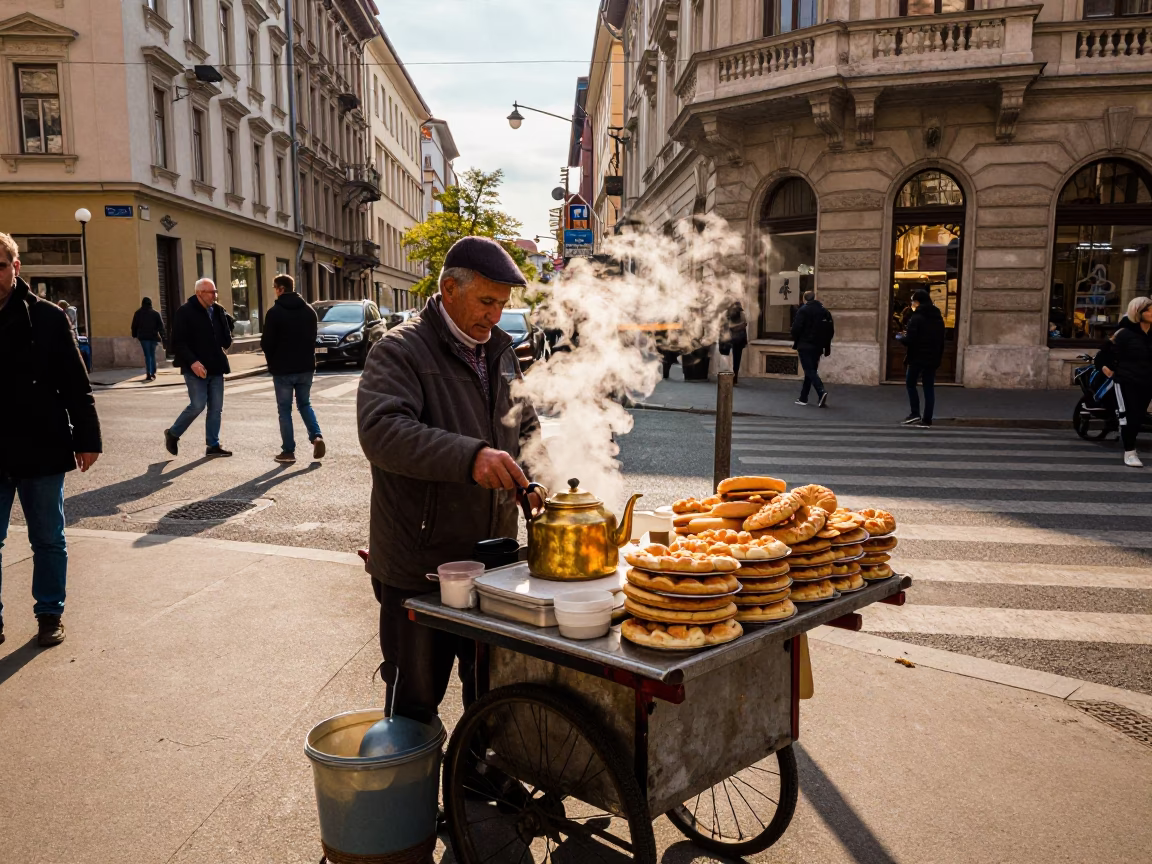 Pastries in Budapest at Late Afternoon Light in in Budapest, Hungary