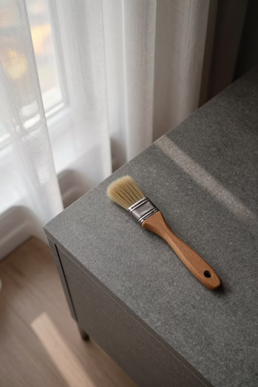Pastry Brush on Stone Slab by Window in on a bedside table in Podgorica