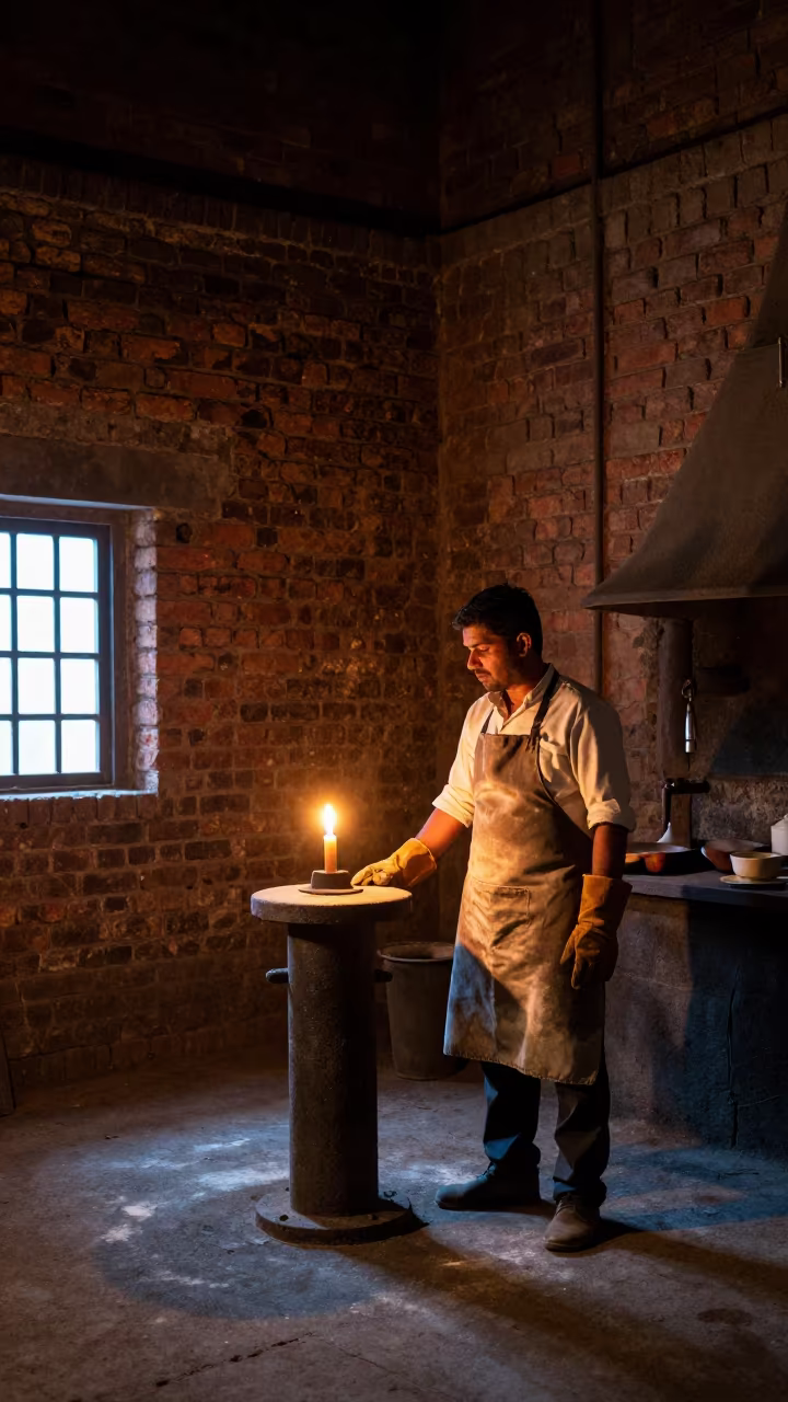 Pastry Chef in Foundry by Candlelight in in a foundry in Gwalior