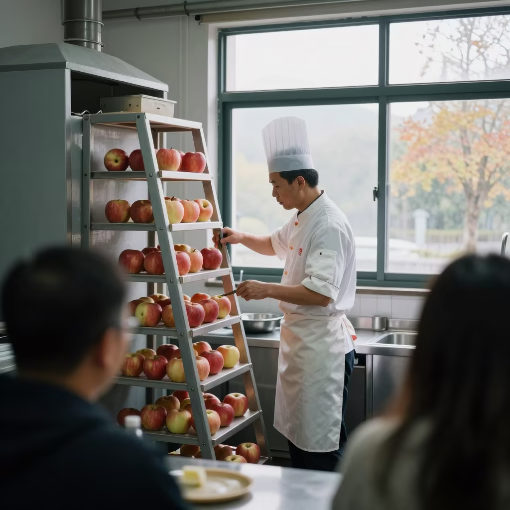Pastry Chef in Hangzhou Foundry Morning Light in in a foundry in Hangzhou