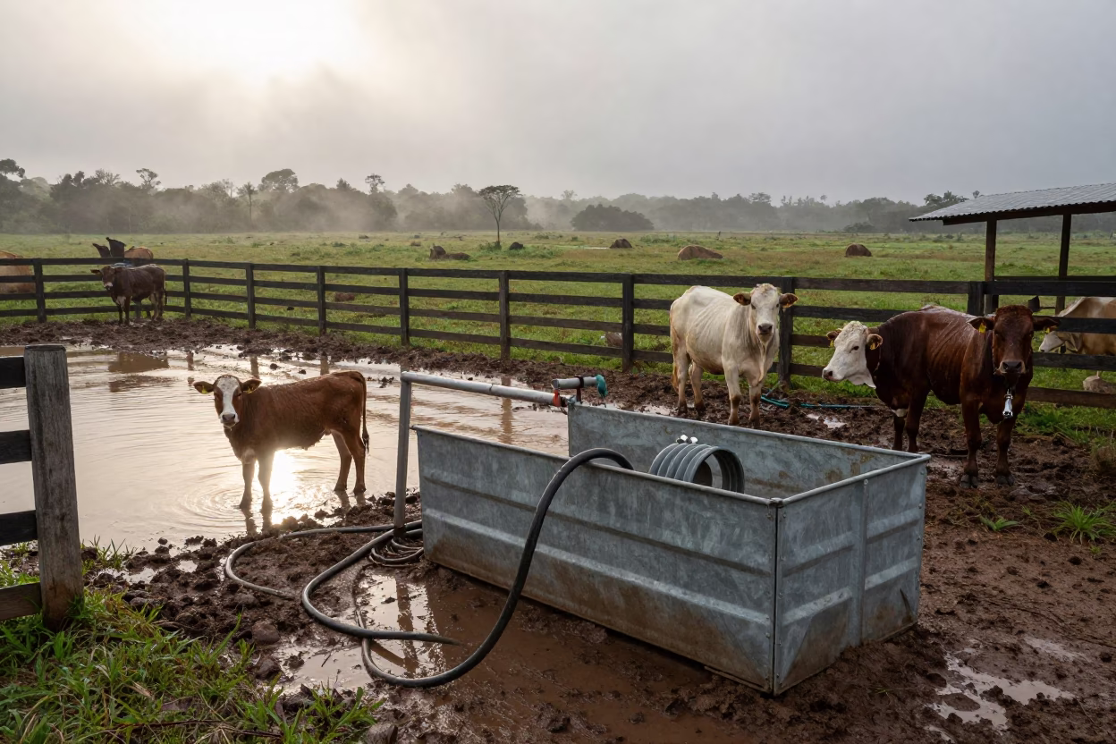Pasture Reel Insulator Bin in Amazon Ranch Corral in inside a ranch corral in Amazonas