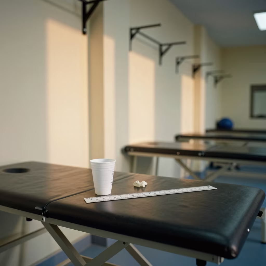 Pathology Ruler Cup in Rehab Gym Dawn Light in inside a rehabilitation gym near Karachi