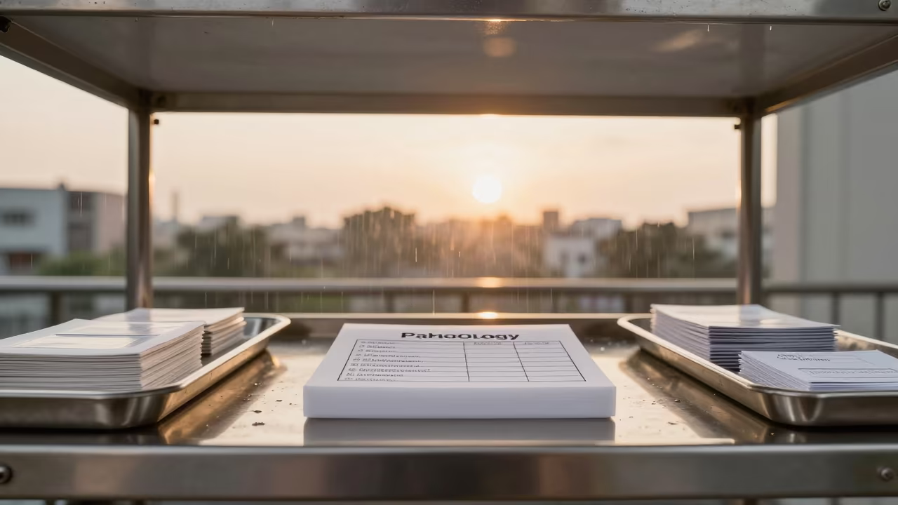 Pathology Stamp Pad in Kolkata Rehab Gym Sunset in inside a rehabilitation gym in Kalighat, Kolkata