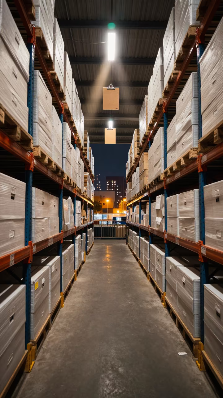 Patiala Logistics Cooler Aisle with Dust in inside a warehouse aisle in Patiala